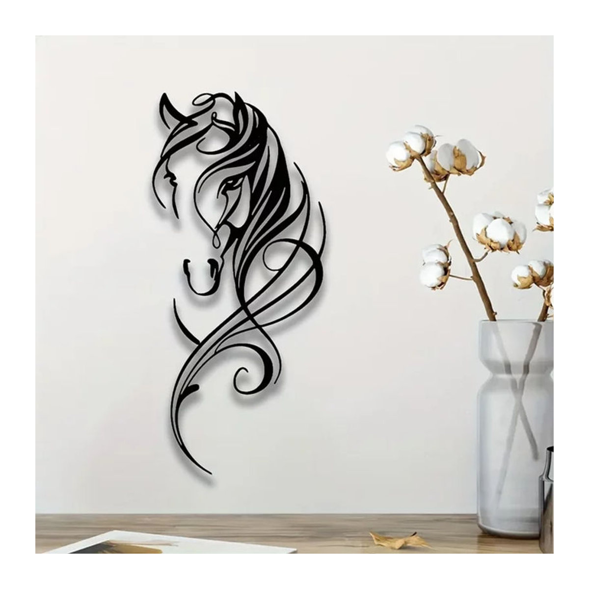 CIFBUY Abstrakte Metall-Wandkunst mit Pferdemuster in Schwarz als Vintage Wanddekoration - Bild 1