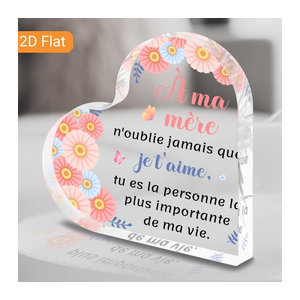 CIFBUY Acrylschild A Mere mit floralem Herz-Design, Blumen und Schmetterlingen, transparent und weiß, quadratisch, rahmenlos zur Tischdekoration