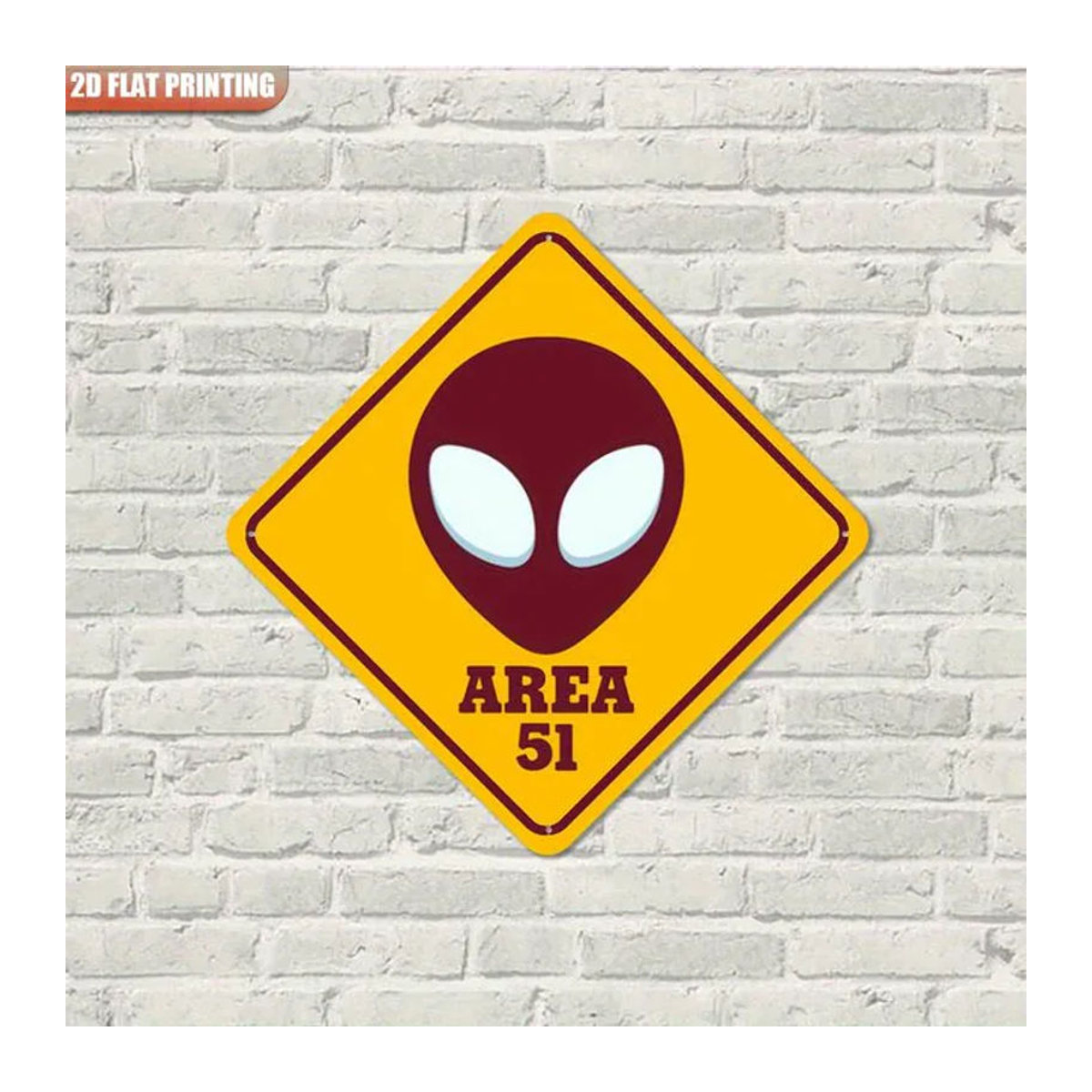 CIFBUY Alien UFO Area 51 Warnschild aus Metall, gelb, B/H: 20,3 x 20,3 cm - Bild 1