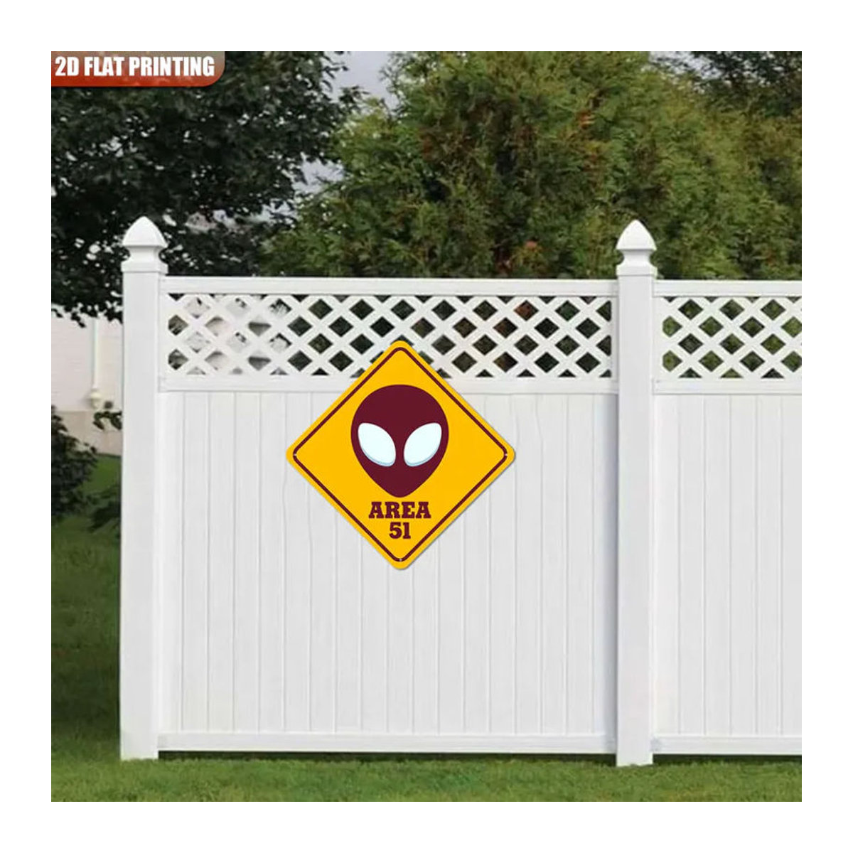 CIFBUY Alien UFO Area 51 Warnschild aus Metall, gelb, B/H: 20,3 x 20,3 cm - Bild 2