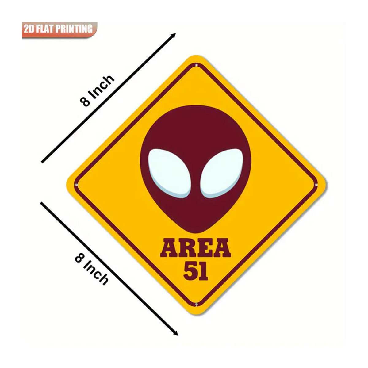 CIFBUY Alien UFO Area 51 Warnschild aus Metall, gelb, B/H: 20,3 x 20,3 cm - Bild 3