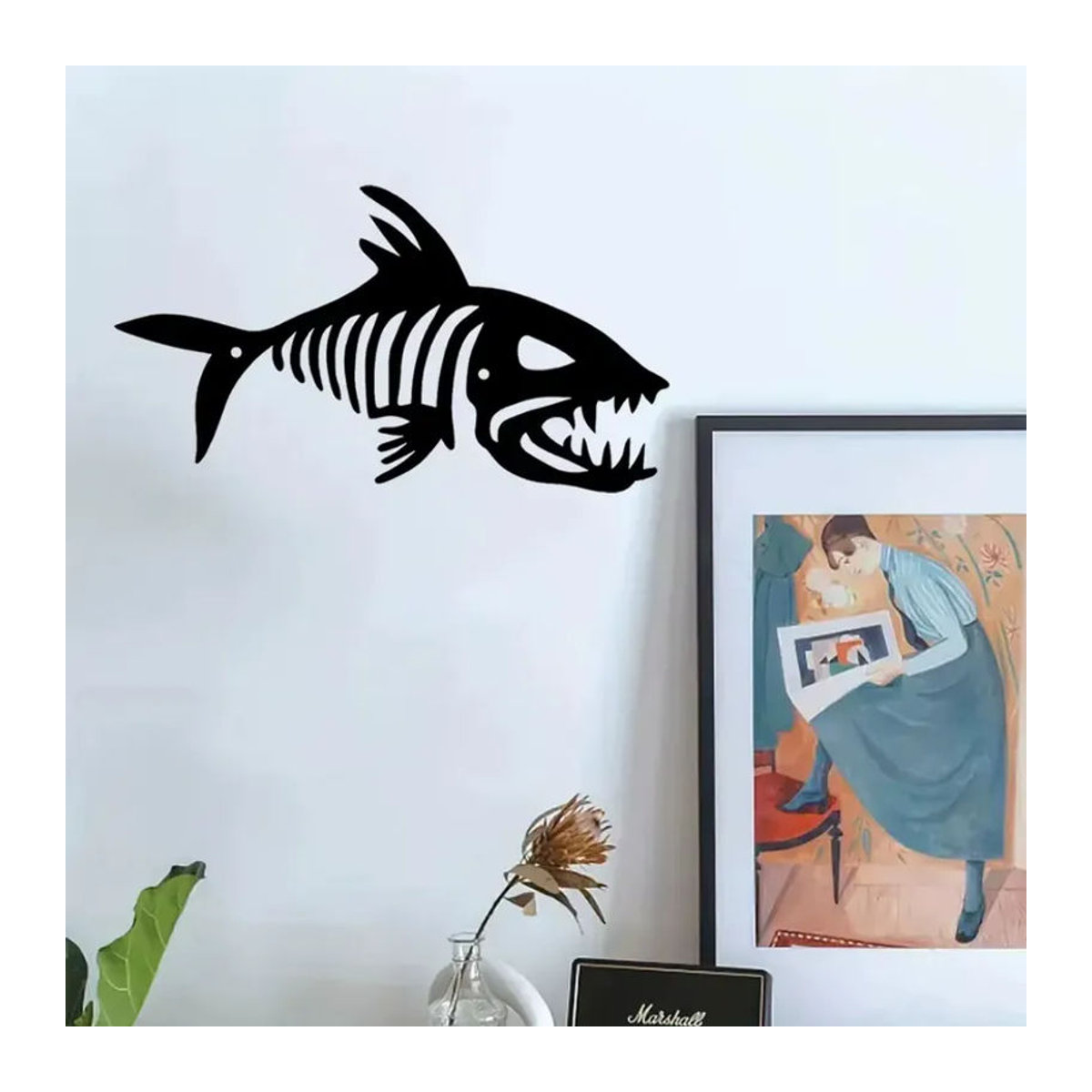 CIFBUY Aluminium-Wandkunst Knochenskelett Metall-Dekoration in Schwarz für Innen und Außen - Bild 2