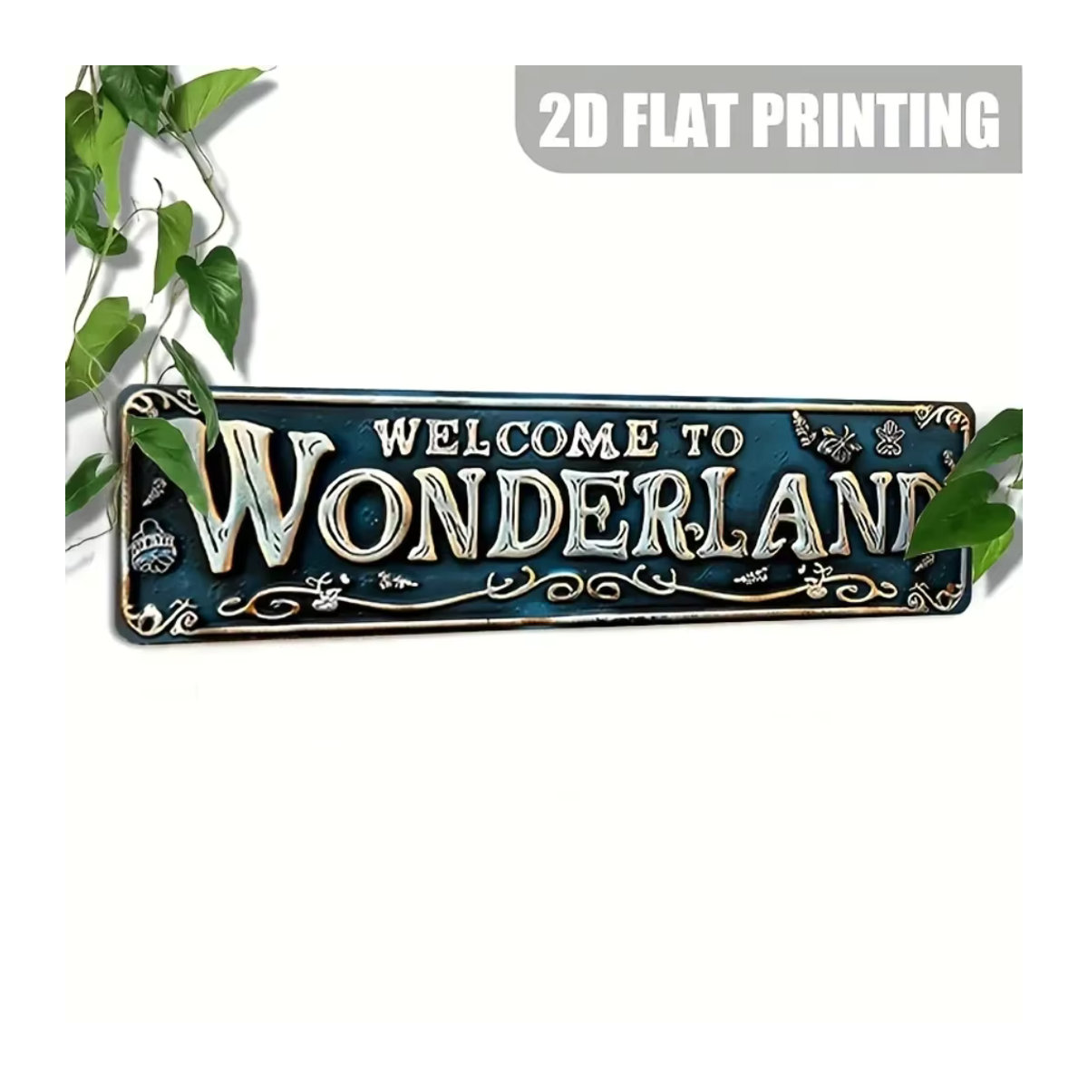 CIFBUY Aluminiumschild Willkommen im Wunderland im Vintage-Design für Garten Café und Bar, Breite: 157 cm, Höhe: 40 cm - Bild 3