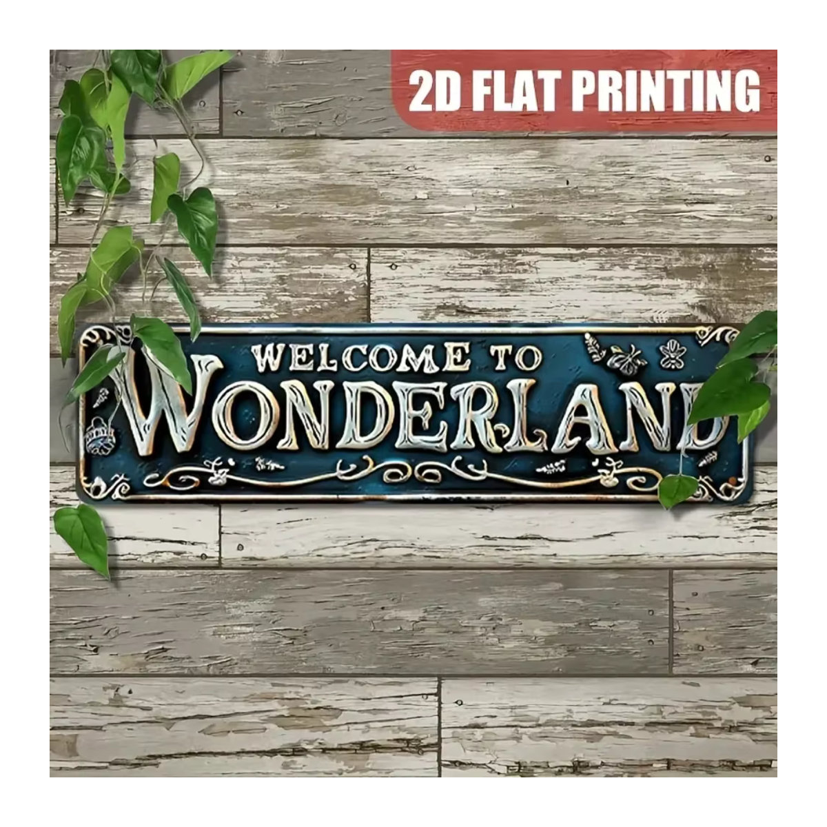 CIFBUY Aluminiumschild Willkommen im Wunderland im Vintage-Design für Garten Café und Bar, Breite: 157 cm, Höhe: 40 cm - Bild 4