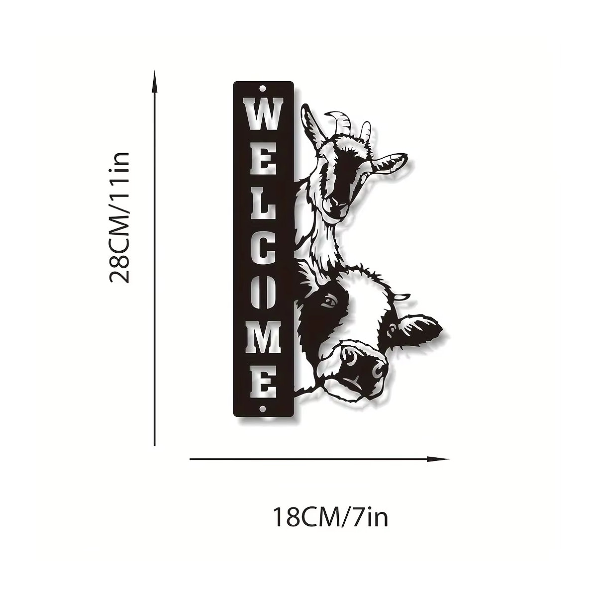 Cifbuy Bauernhof Wandkunst Metall Dekor in Schwarz für Landhaus und Ranch mit Kuh, Schaf und Ziege Motiven - Bild 2