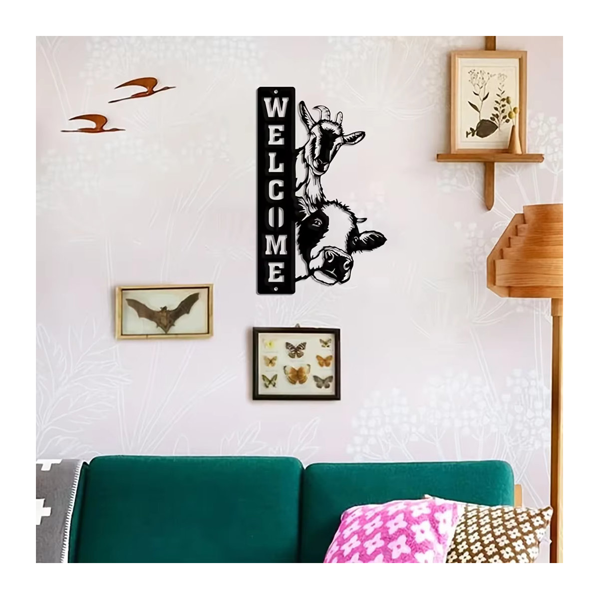 Cifbuy Bauernhof Wandkunst Metall Dekor in Schwarz für Landhaus und Ranch mit Kuh, Schaf und Ziege Motiven - Bild 4