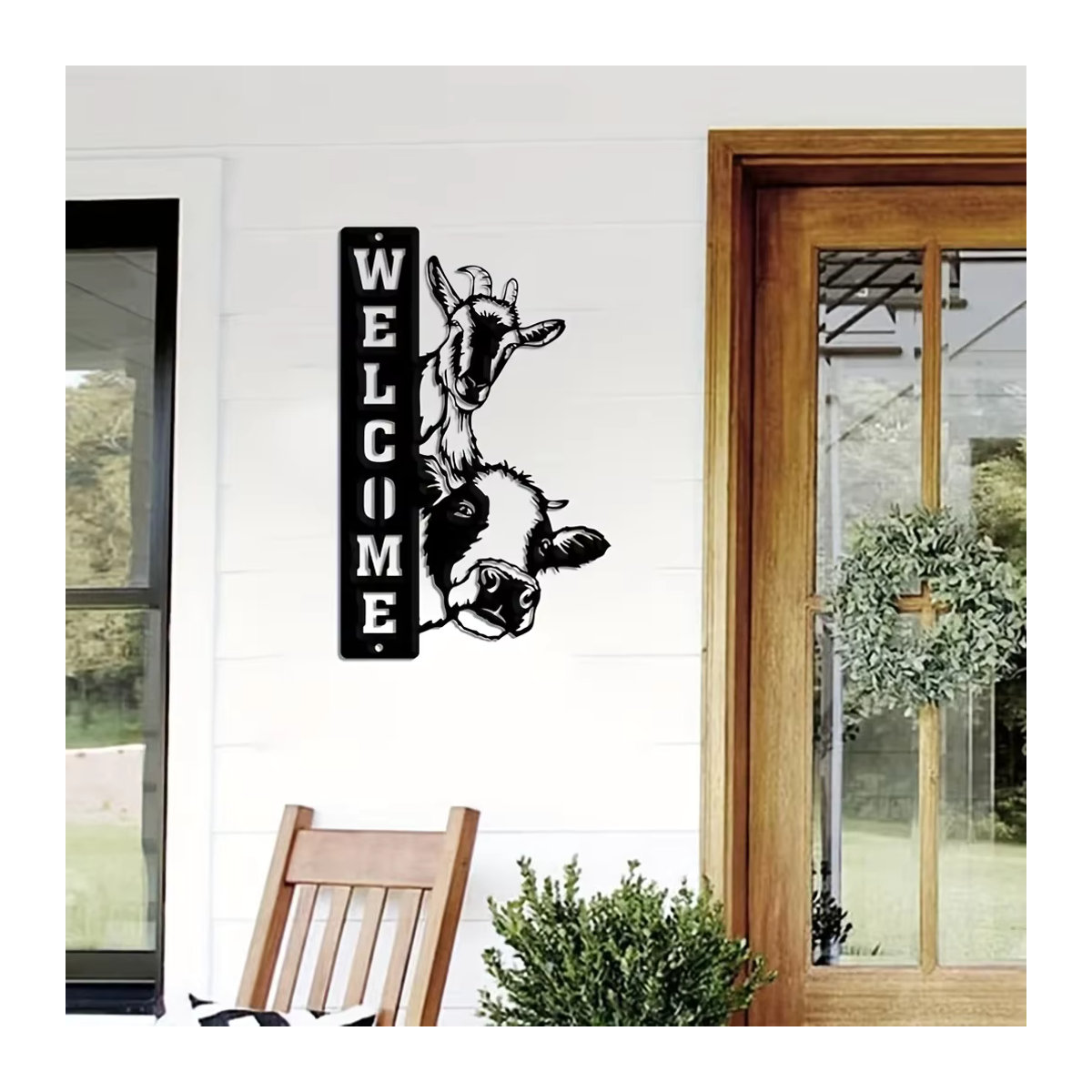 Cifbuy Bauernhof Wandkunst Metall Dekor in Schwarz für Landhaus und Ranch mit Kuh, Schaf und Ziege Motiven - Bild 5