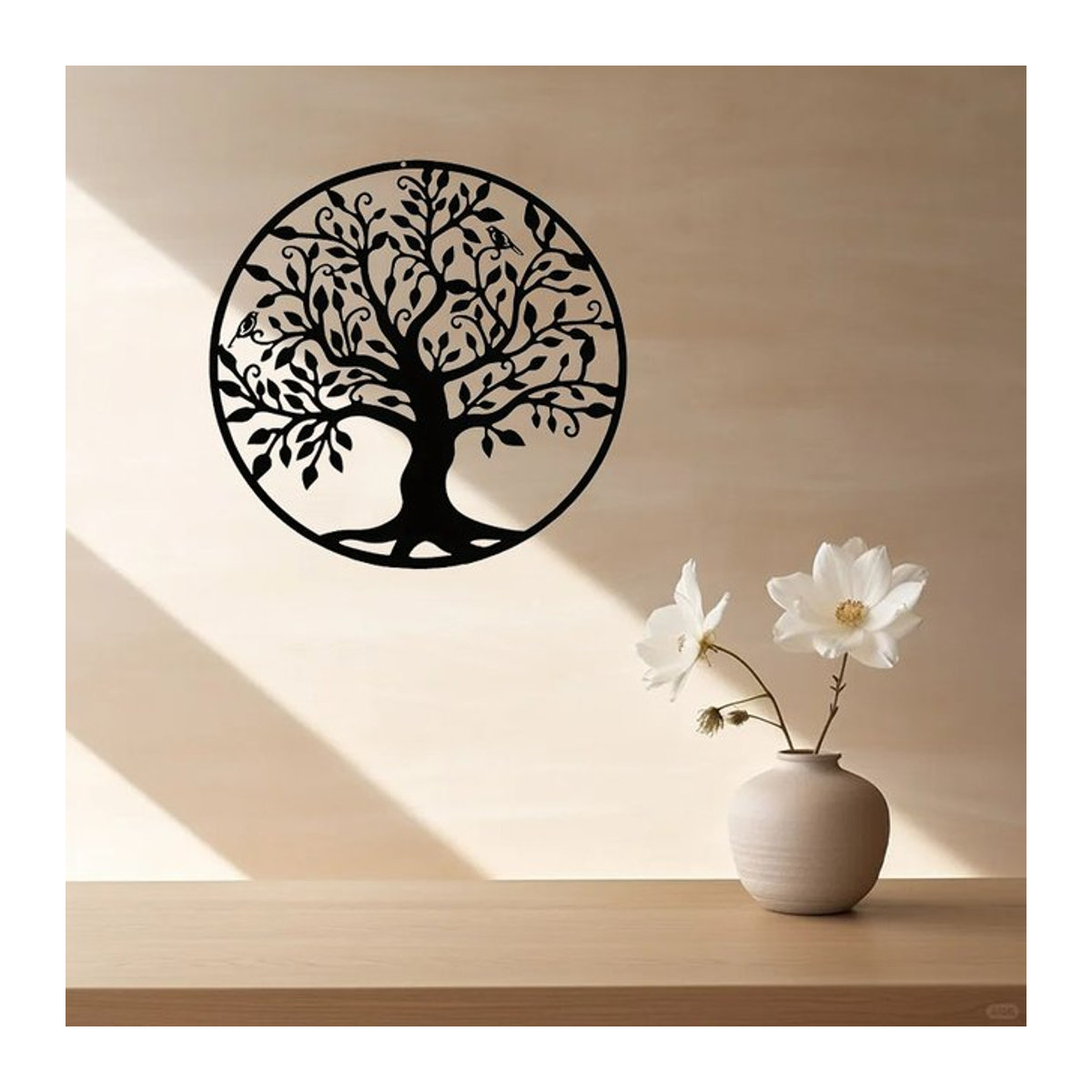 CIFBUY Baum des Lebens Wandkunst aus Metall in Schwarz, abstrakte Wanddekoration für Wohnzimmer und Schlafzimmer, B/H: 28 x 28 cm - Bild 1