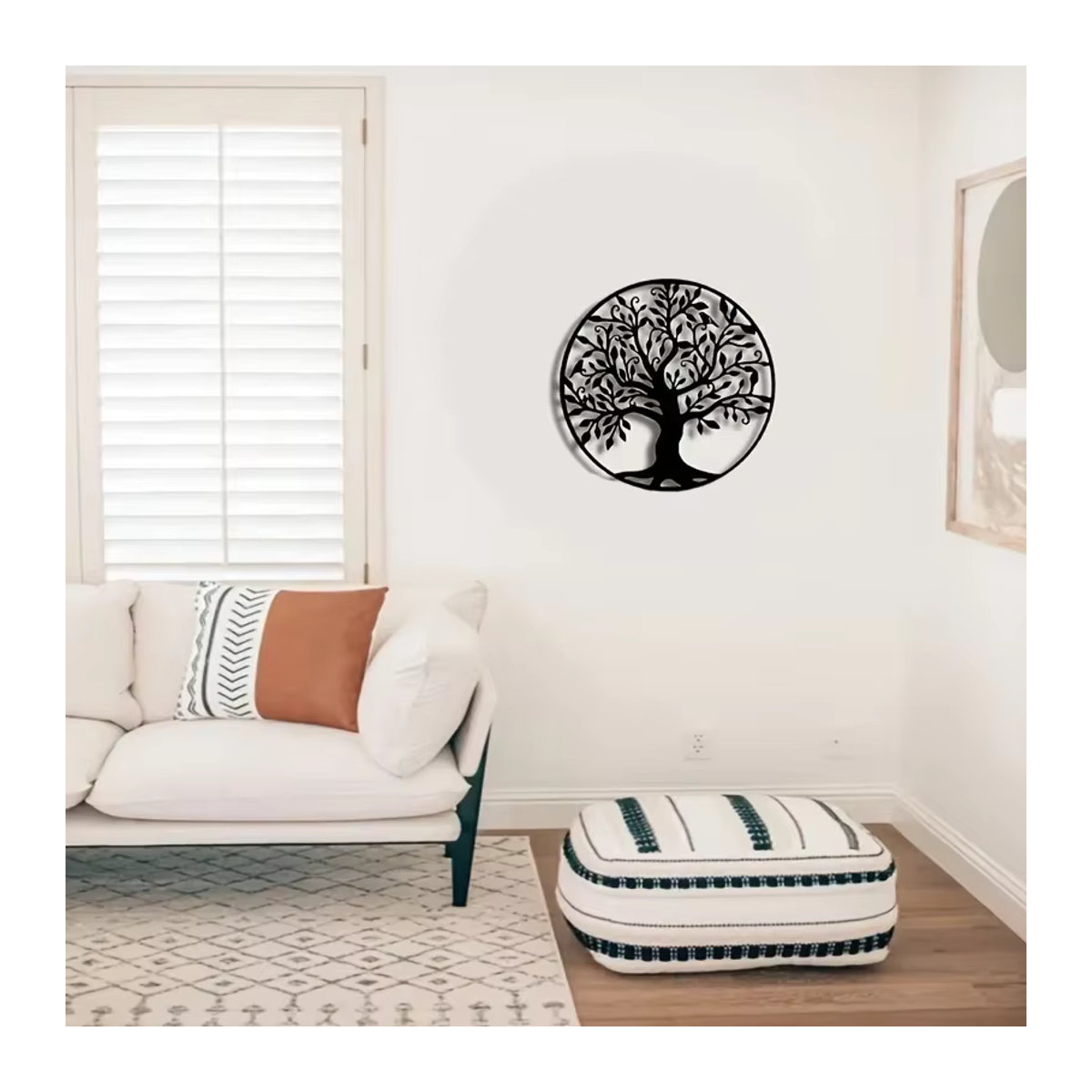 CIFBUY Baum des Lebens Wandkunst aus Metall in Schwarz, abstrakte Wanddekoration für Wohnzimmer und Schlafzimmer, B/H: 28 x 28 cm - Bild 3