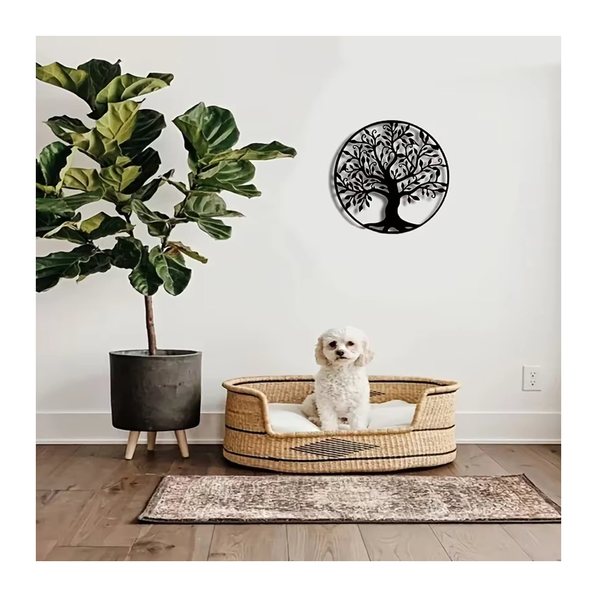 CIFBUY Baum des Lebens Wandkunst aus Metall in Schwarz, abstrakte Wanddekoration für Wohnzimmer und Schlafzimmer, B/H: 28 x 28 cm - Bild 4