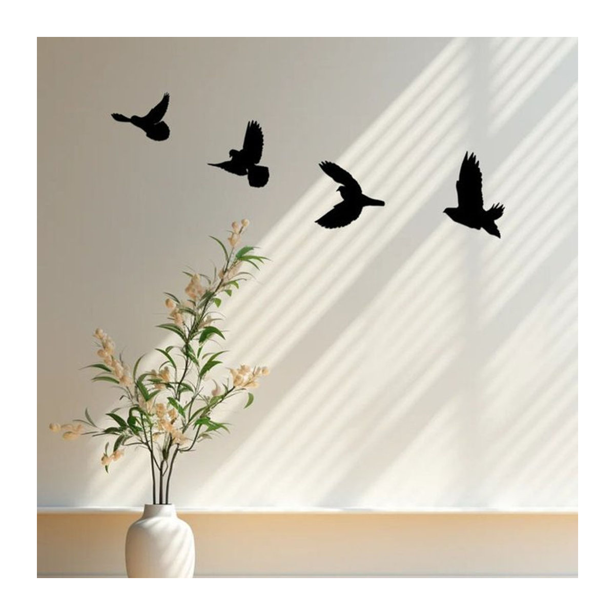 CIFBUY Black Birds Metall Wanddekoration Set aus 4 dekorativen Vögeln in Schwarz für dein Interieur - Bild 1