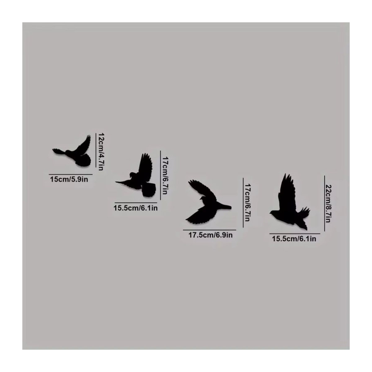 CIFBUY Black Birds Metall Wanddekoration Set aus 4 dekorativen Vögeln in Schwarz für dein Interieur - Bild 2