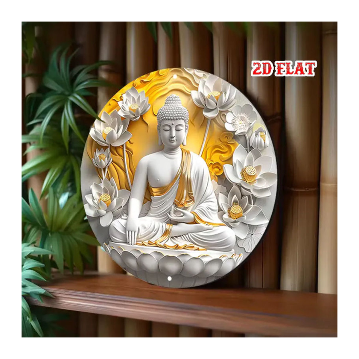 CIFBUY Buddha-Metallschild in Gold mit Lotus-Motiv, quadratische Wanddekoration im orientalischen Stil - Bild 5