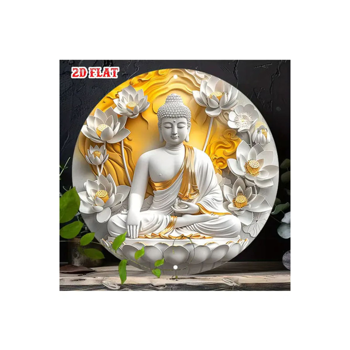 CIFBUY Buddha-Metallschild in Gold mit Lotus-Motiv, quadratische Wanddekoration im orientalischen Stil - Bild 7