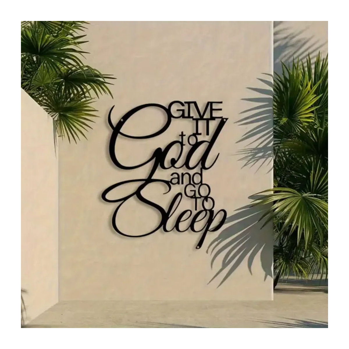 CIFBUY Christliches Wandkunst-Schild aus Metall in Schwarz mit der Aufschrift Geben Sie es Gott und gehen Sie schlafen zur Dekoration von Haus und Kirche - Bild 5