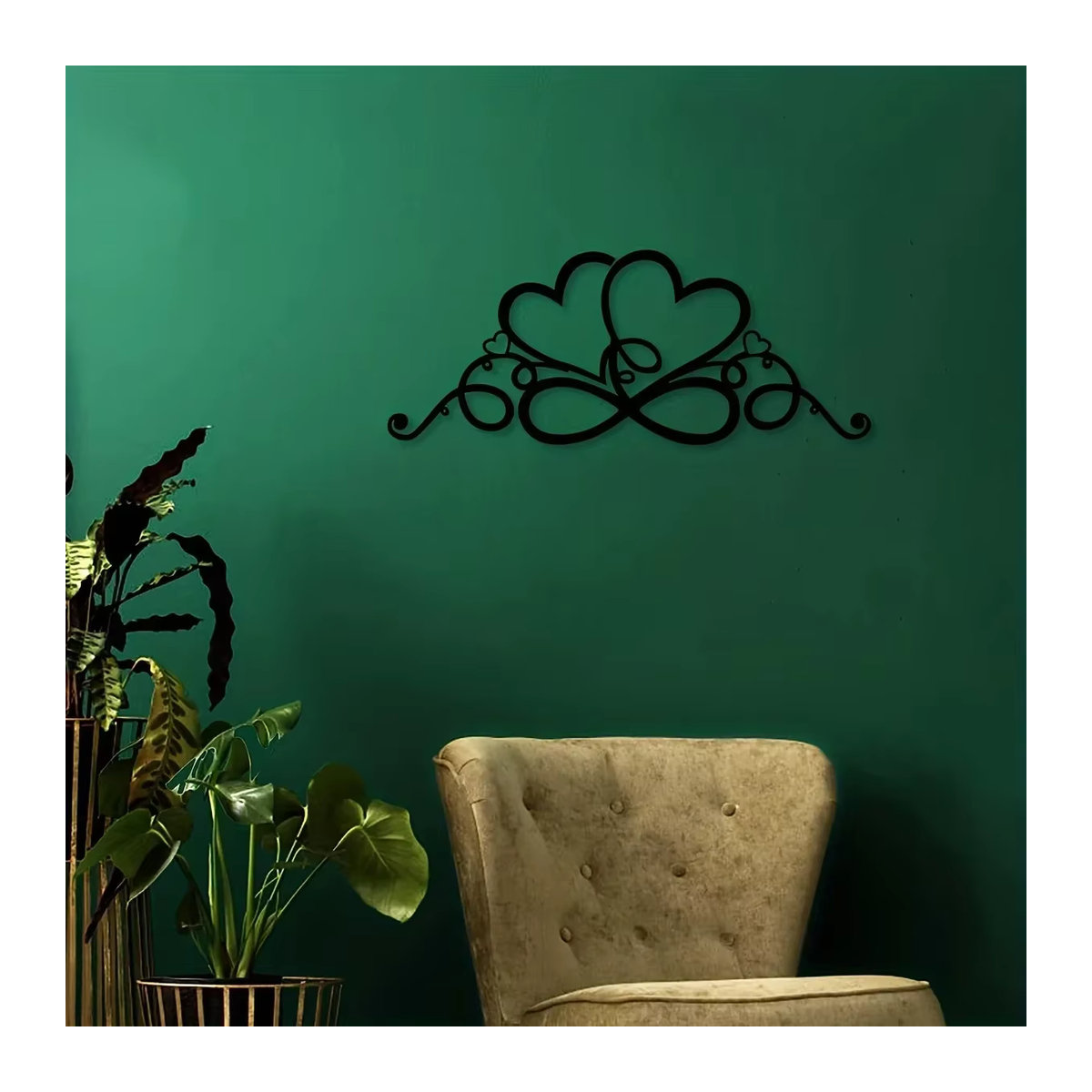 CIFBUY Double Love Butterfly Festival Wanddekoration aus Eisen in Schwarz mit Schmetterlingen und Herzen als Hängekunsthandwerk für Wohnzimmer, Schlafzimmer oder Außenbereich - Bild 1