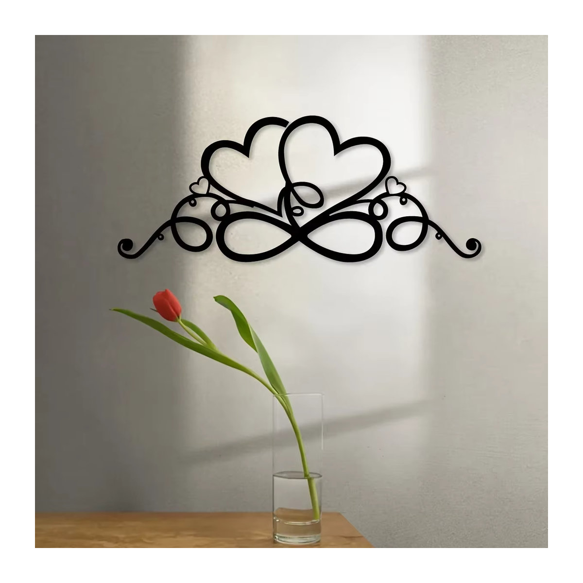 CIFBUY Double Love Butterfly Festival Wanddekoration aus Eisen in Schwarz mit Schmetterlingen und Herzen als Hängekunsthandwerk für Wohnzimmer, Schlafzimmer oder Außenbereich - Bild 4