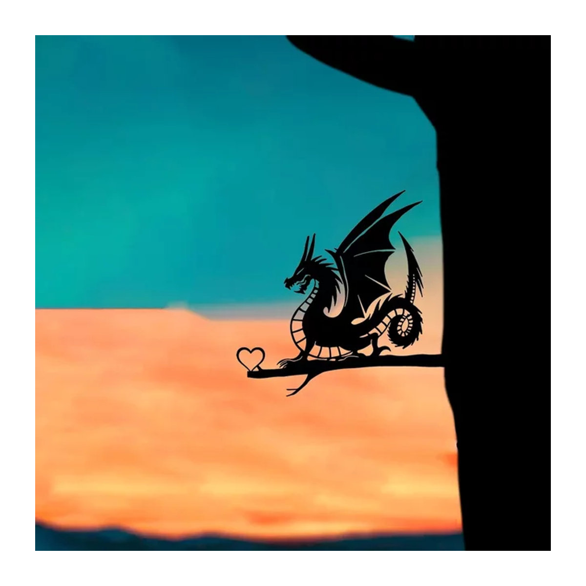 CIFBUY Drachen Silhouette aus Metall als Wandkunst und Gartenstecker in Schwarz - Bild 1