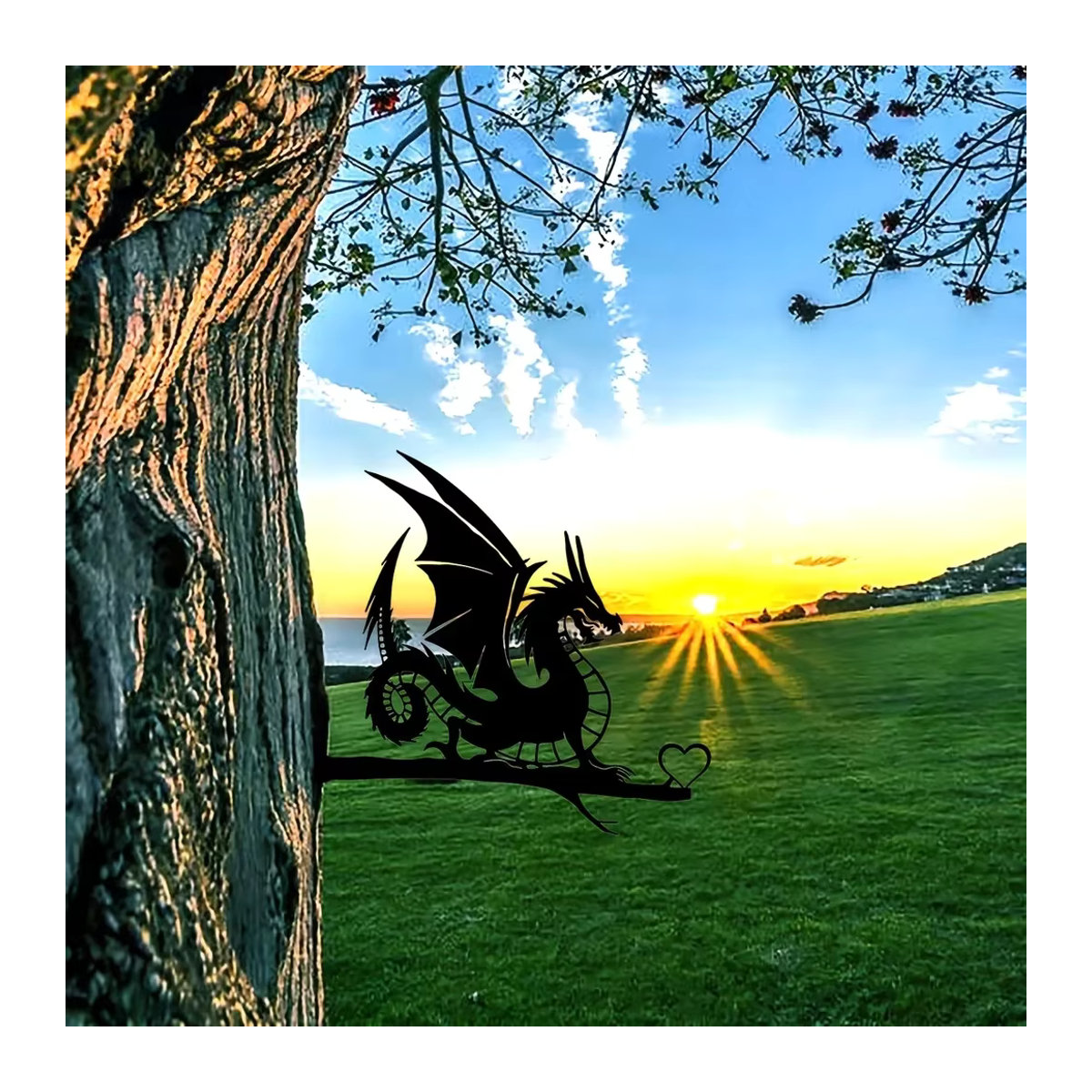 CIFBUY Drachen Silhouette aus Metall als Wandkunst und Gartenstecker in Schwarz - Bild 5