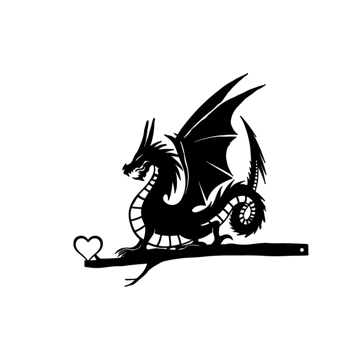 CIFBUY Drachen Silhouette aus Metall als Wandkunst und Gartenstecker in Schwarz - Bild 6