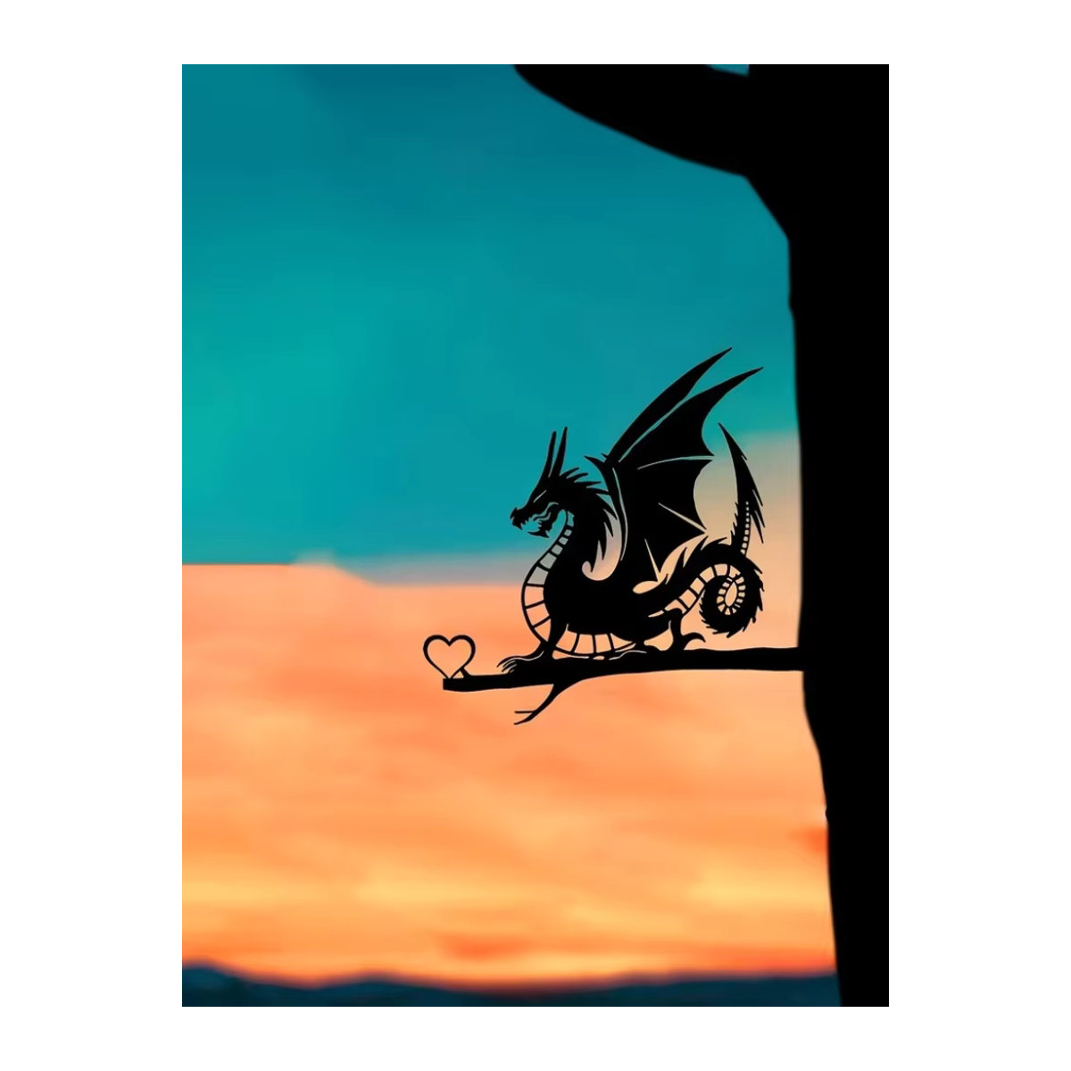 CIFBUY Drachen Silhouette aus Metall als Wandkunst und Gartenstecker in Schwarz - Bild 7