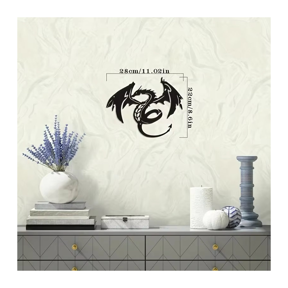 CIFBUY Drachen Wanddekoration aus Metall in Schwarz für die Wandgestaltung - Bild 2