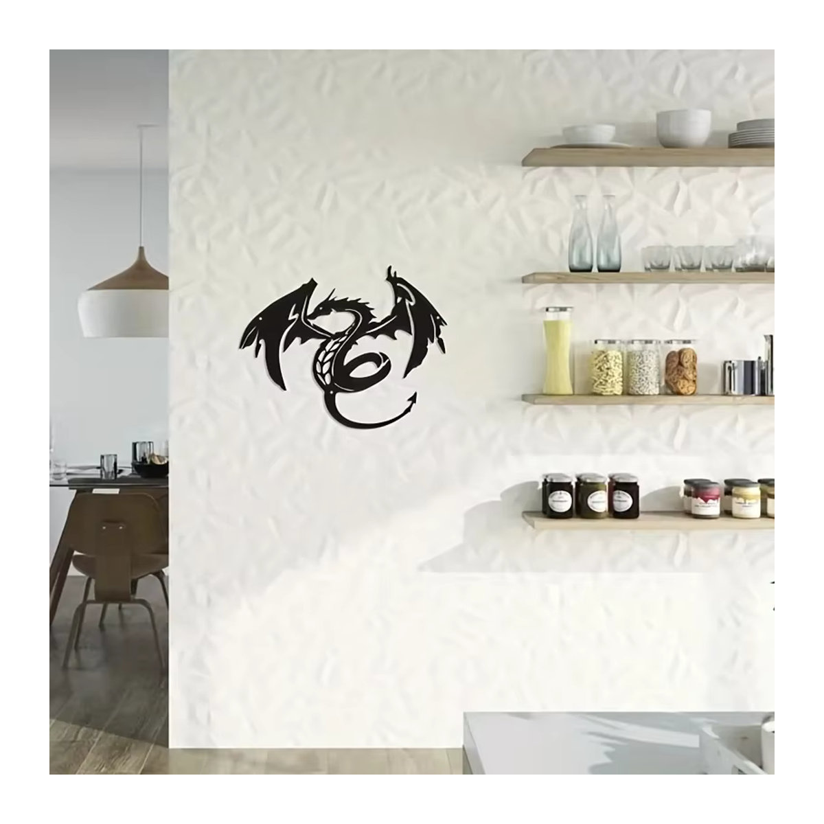 CIFBUY Drachen Wanddekoration aus Metall in Schwarz für die Wandgestaltung - Bild 3