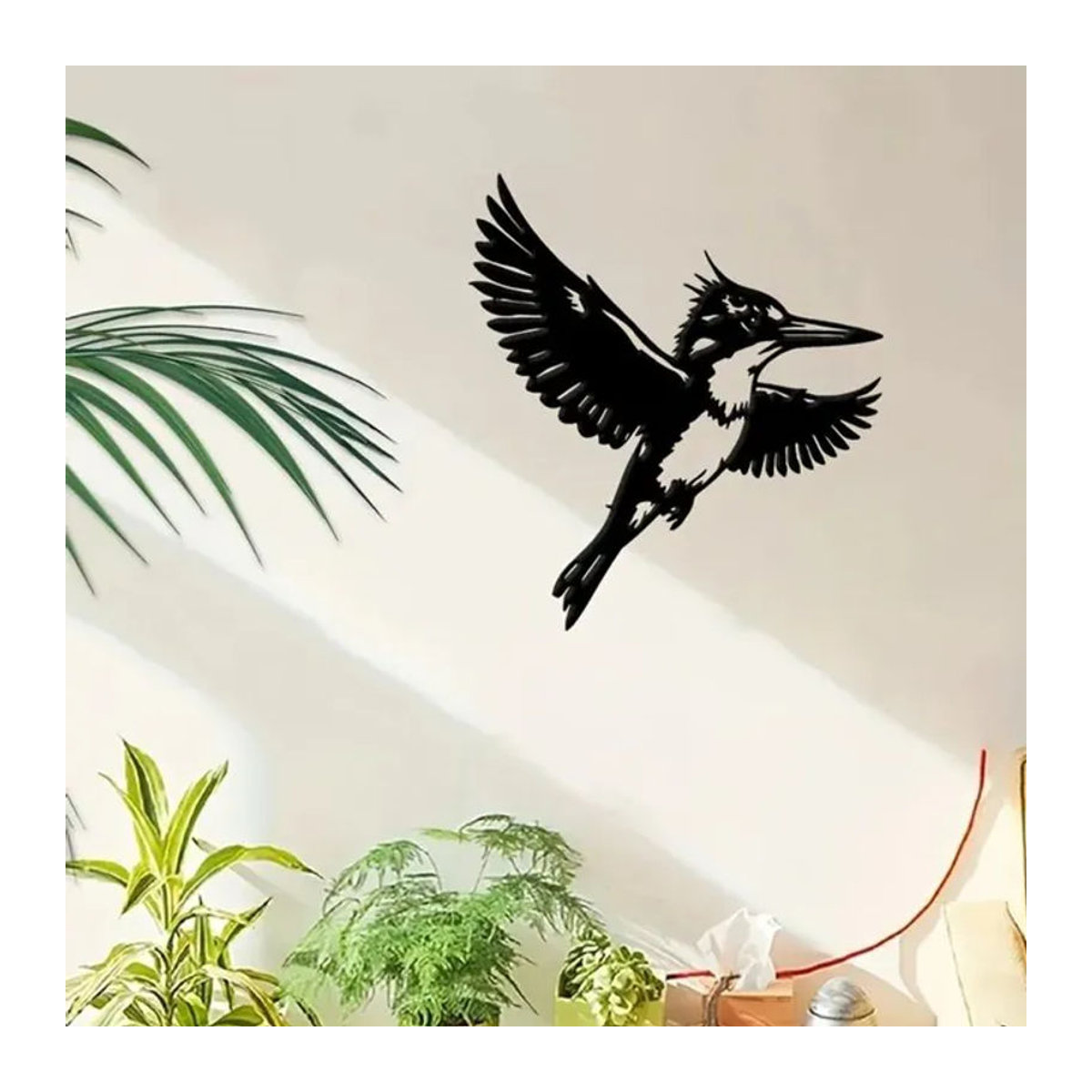 CIFBUY Eisvogel Metall-Wandkunst in Schwarz als fliegende Vogelskulptur zur Wanddekoration - Bild 1