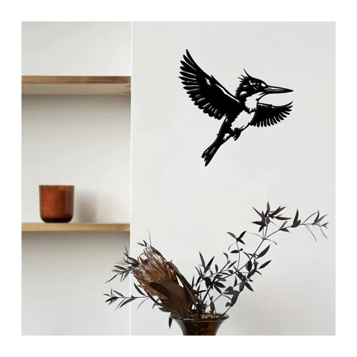 CIFBUY Eisvogel Metall-Wandkunst in Schwarz als fliegende Vogelskulptur zur Wanddekoration - Bild 2
