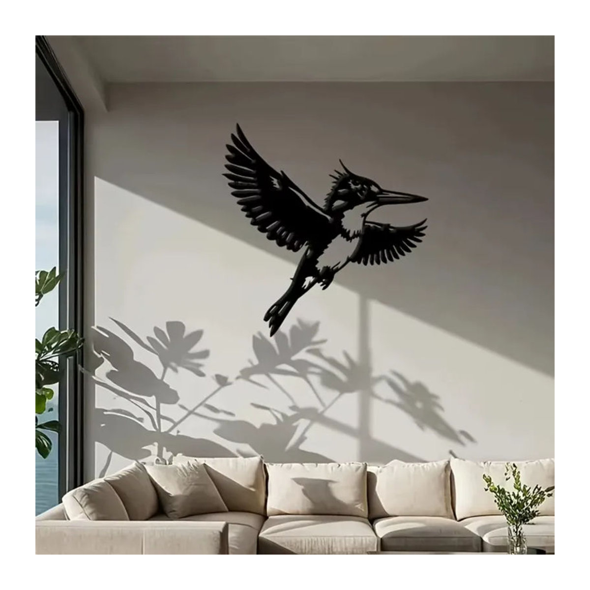 CIFBUY Eisvogel Metall-Wandkunst in Schwarz als fliegende Vogelskulptur zur Wanddekoration - Bild 4