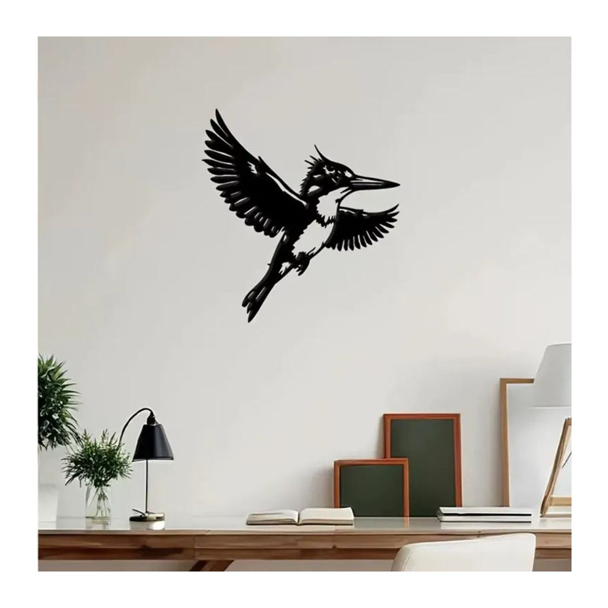CIFBUY Eisvogel Metall-Wandkunst in Schwarz als fliegende Vogelskulptur zur Wanddekoration - Bild 5