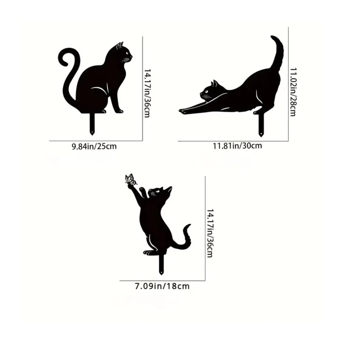 CIFBUY Gartenstecker Katzenfamilie im Tiki-Stil, dekorative Katzensilhouette für Garten und Rasen, Schwarz - Bild 2