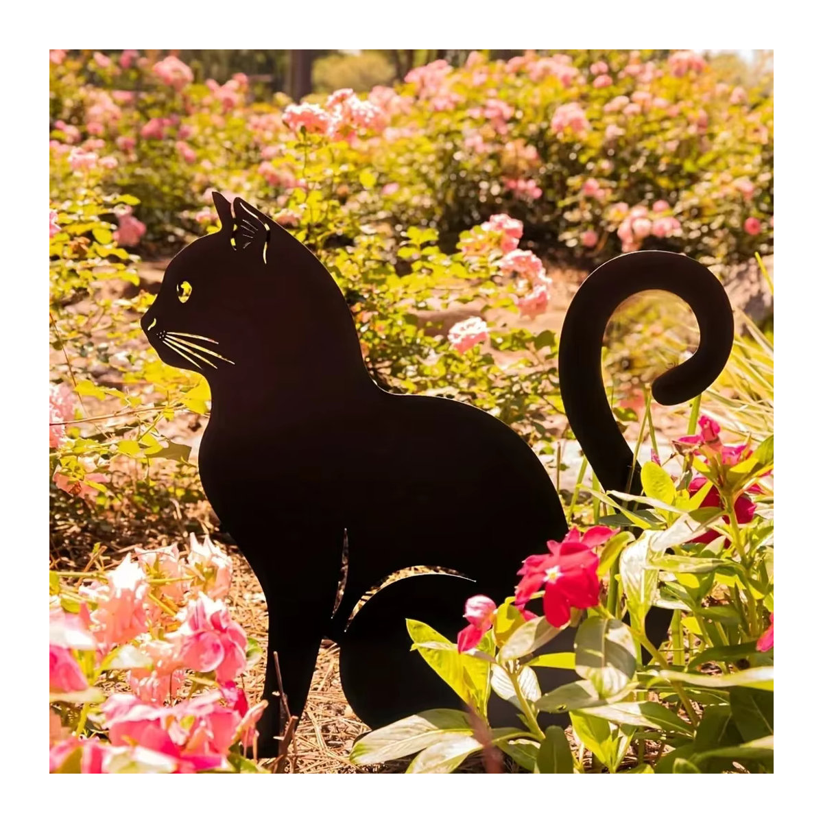 CIFBUY Gartenstecker Katzenfamilie im Tiki-Stil, dekorative Katzensilhouette für Garten und Rasen, Schwarz - Bild 5