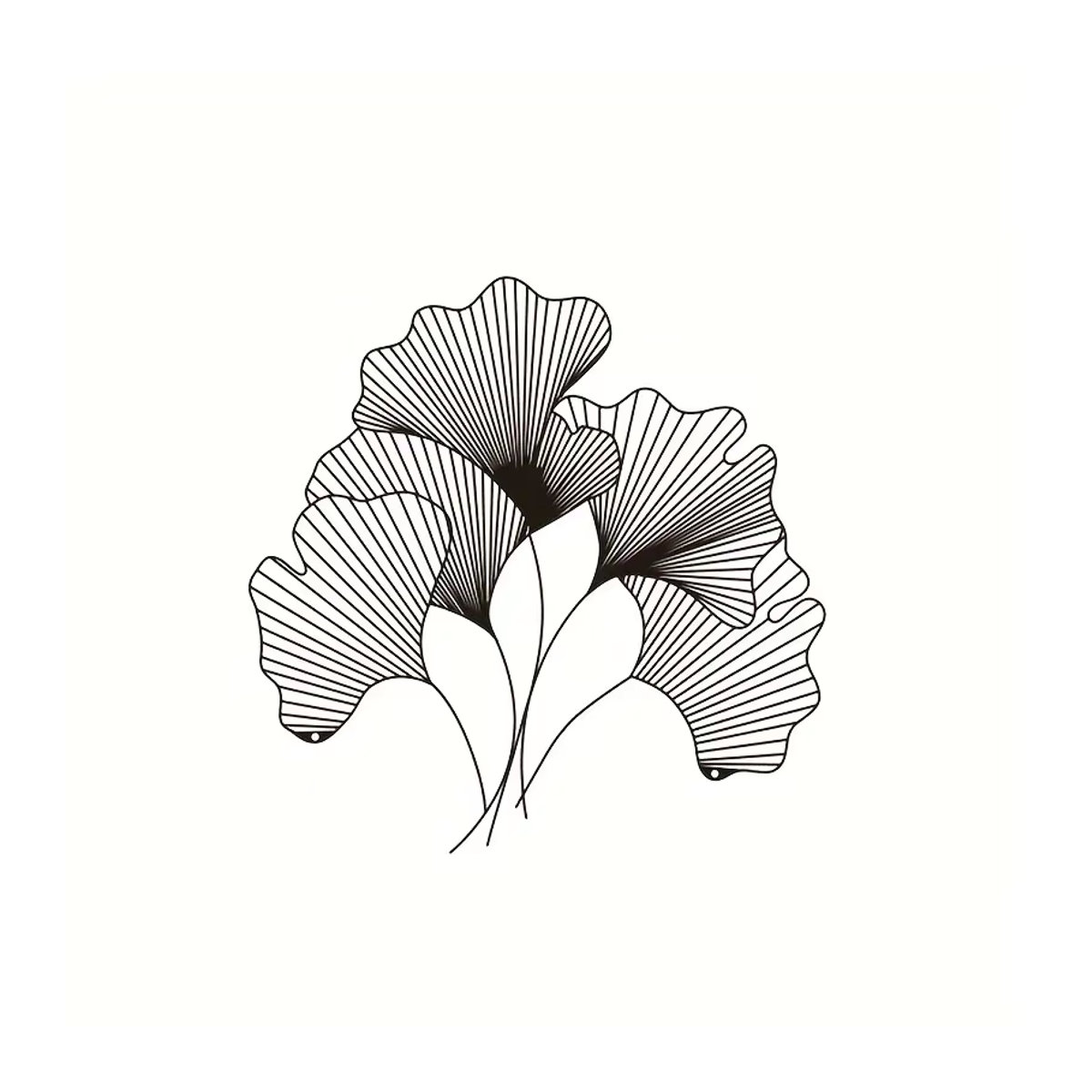 CIFBUY Ginkgoblatt Wanddekoration aus Metall in Schwarz, Moderne Florale Wandkunst für deine Inneneinrichtung - Bild 3