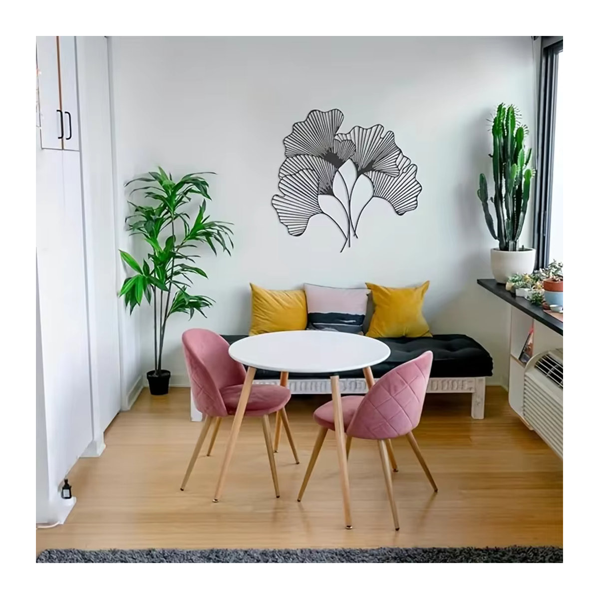 CIFBUY Ginkgoblatt Wanddekoration aus Metall in Schwarz, Moderne Florale Wandkunst für deine Inneneinrichtung - Bild 4