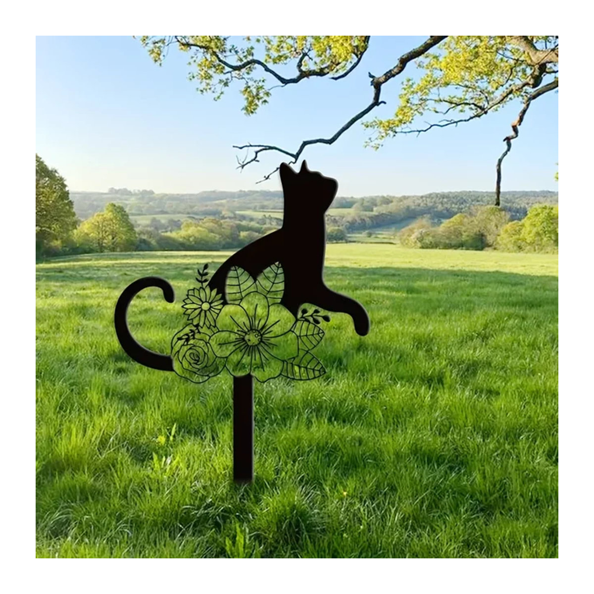 CIFBUY Grabmarker für Katzen aus Metall in Schwarz als Gedenkpfahl und Erinnerungssymbol für den Garten - Bild 1