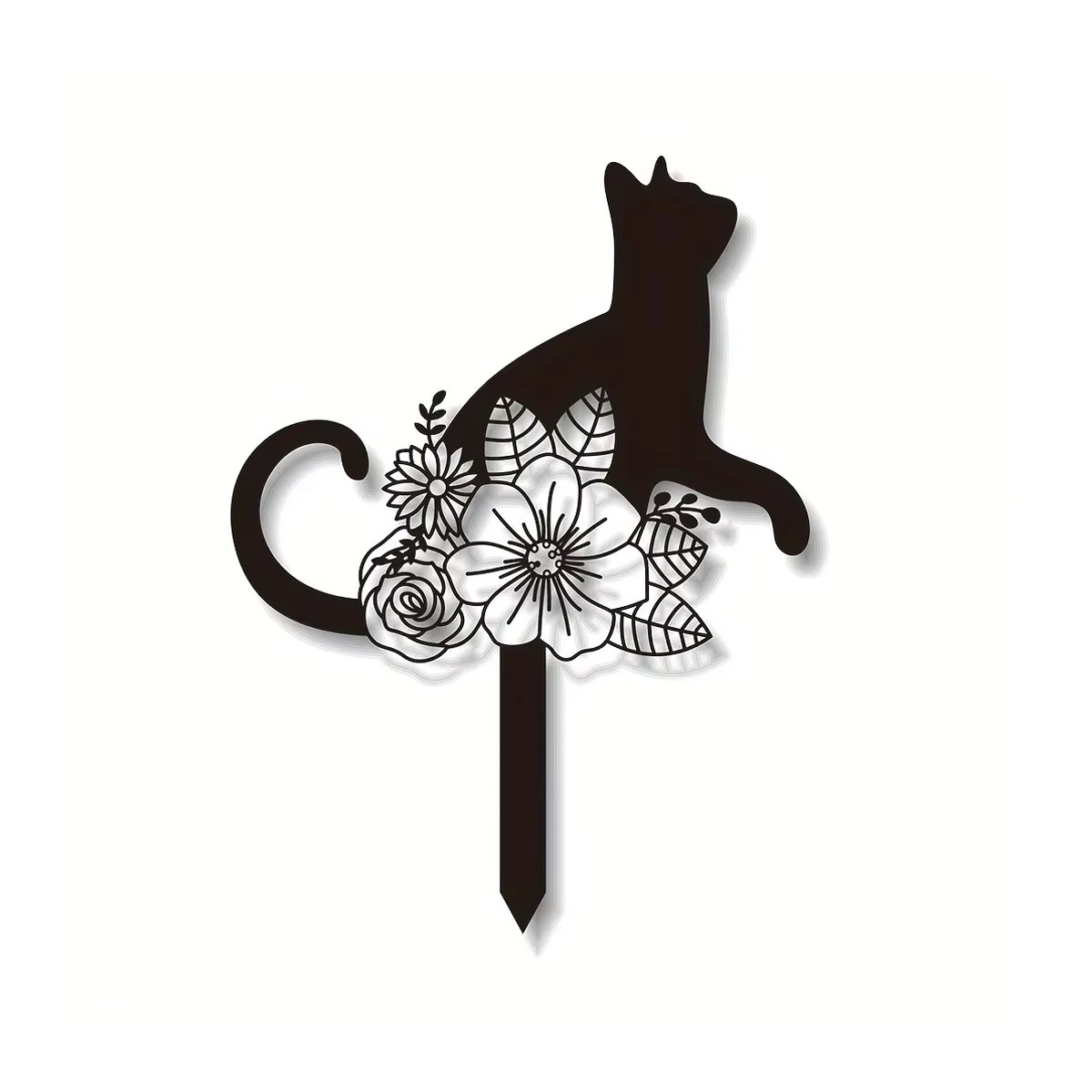 CIFBUY Grabmarker für Katzen aus Metall in Schwarz als Gedenkpfahl und Erinnerungssymbol für den Garten - Bild 2