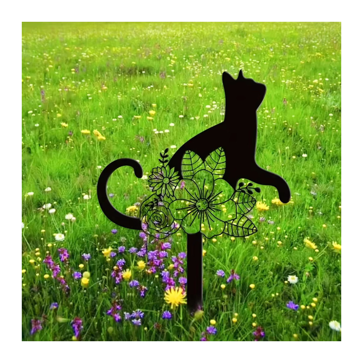 CIFBUY Grabmarker für Katzen aus Metall in Schwarz als Gedenkpfahl und Erinnerungssymbol für den Garten - Bild 3