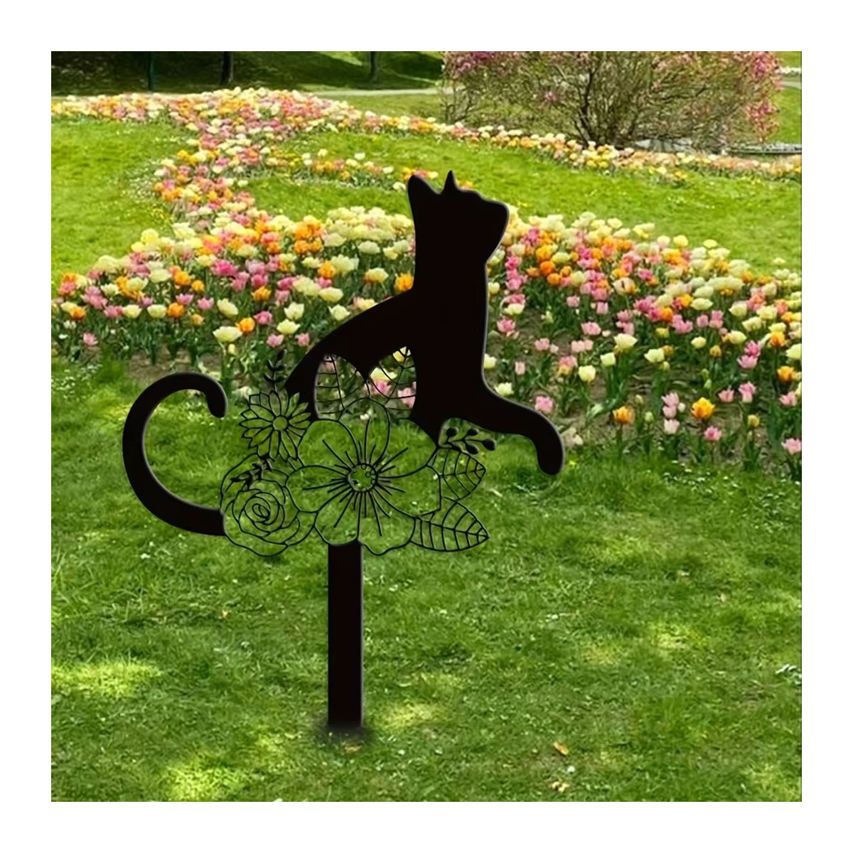 CIFBUY Grabmarker für Katzen aus Metall in Schwarz als Gedenkpfahl und Erinnerungssymbol für den Garten - Bild 4
