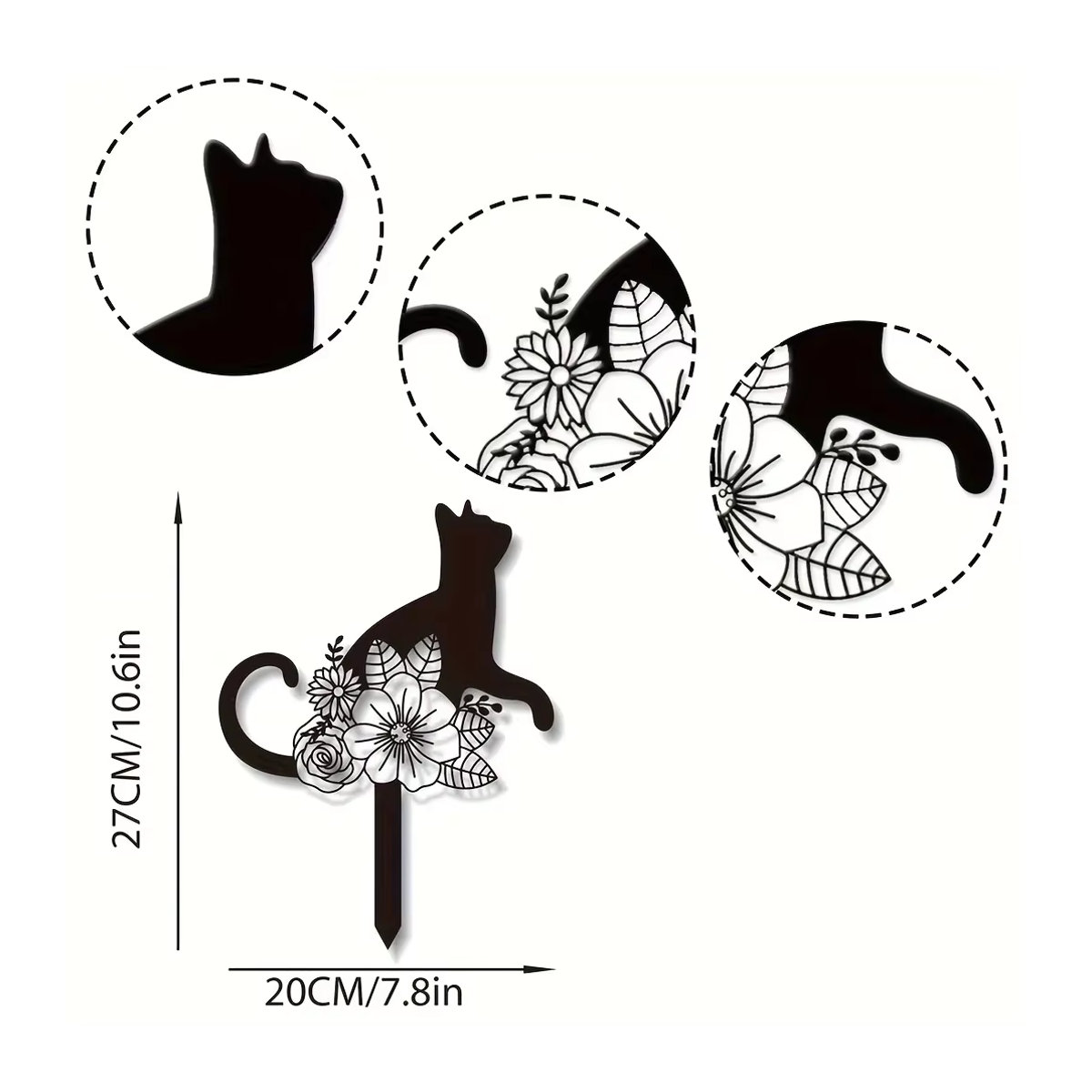 CIFBUY Grabmarker für Katzen aus Metall in Schwarz als Gedenkpfahl und Erinnerungssymbol für den Garten - Bild 5