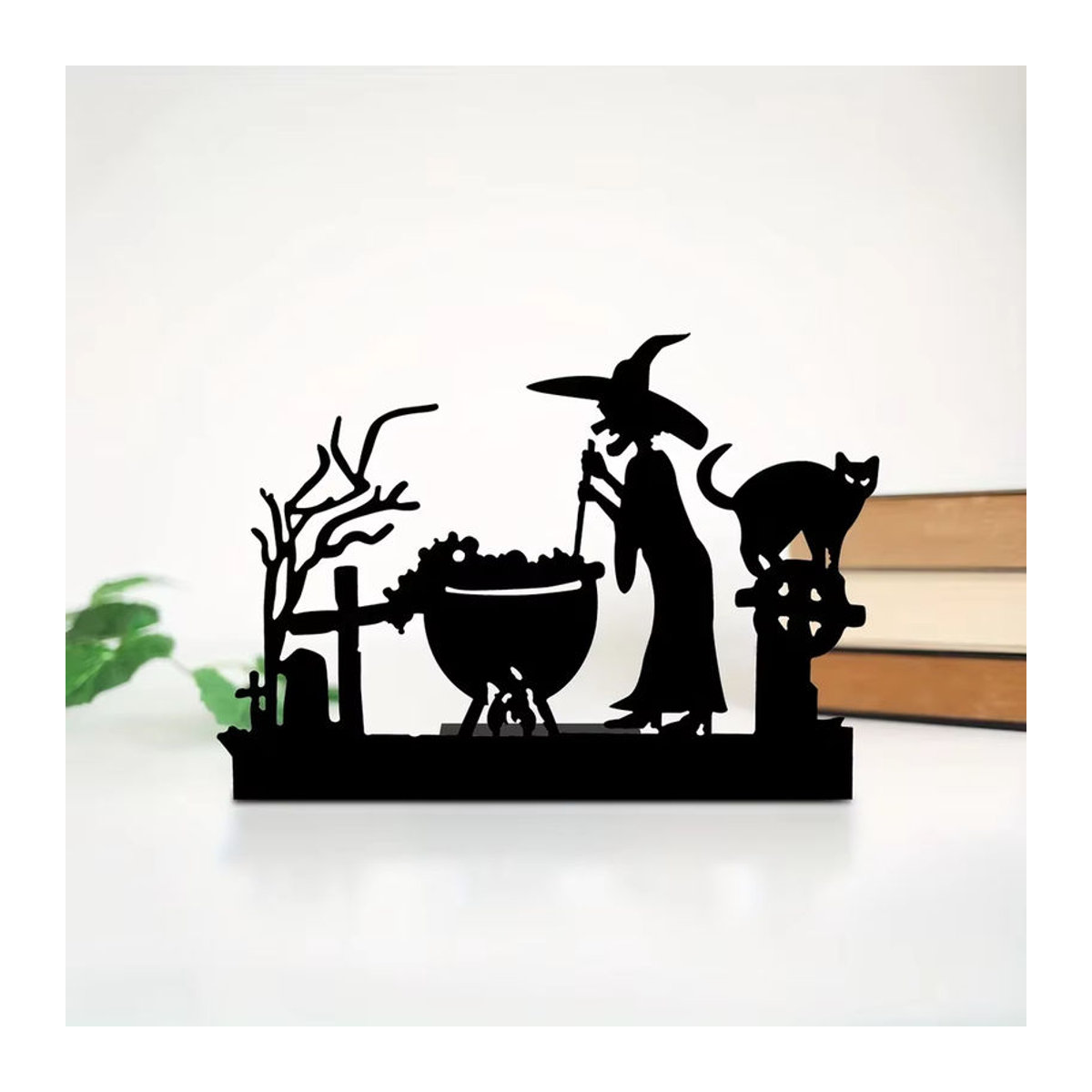 CIFBUY Halloween Hexen-Dekoration aus Metall in Schwarz als figurative Buchstütze oder Wanddeko - Bild 2