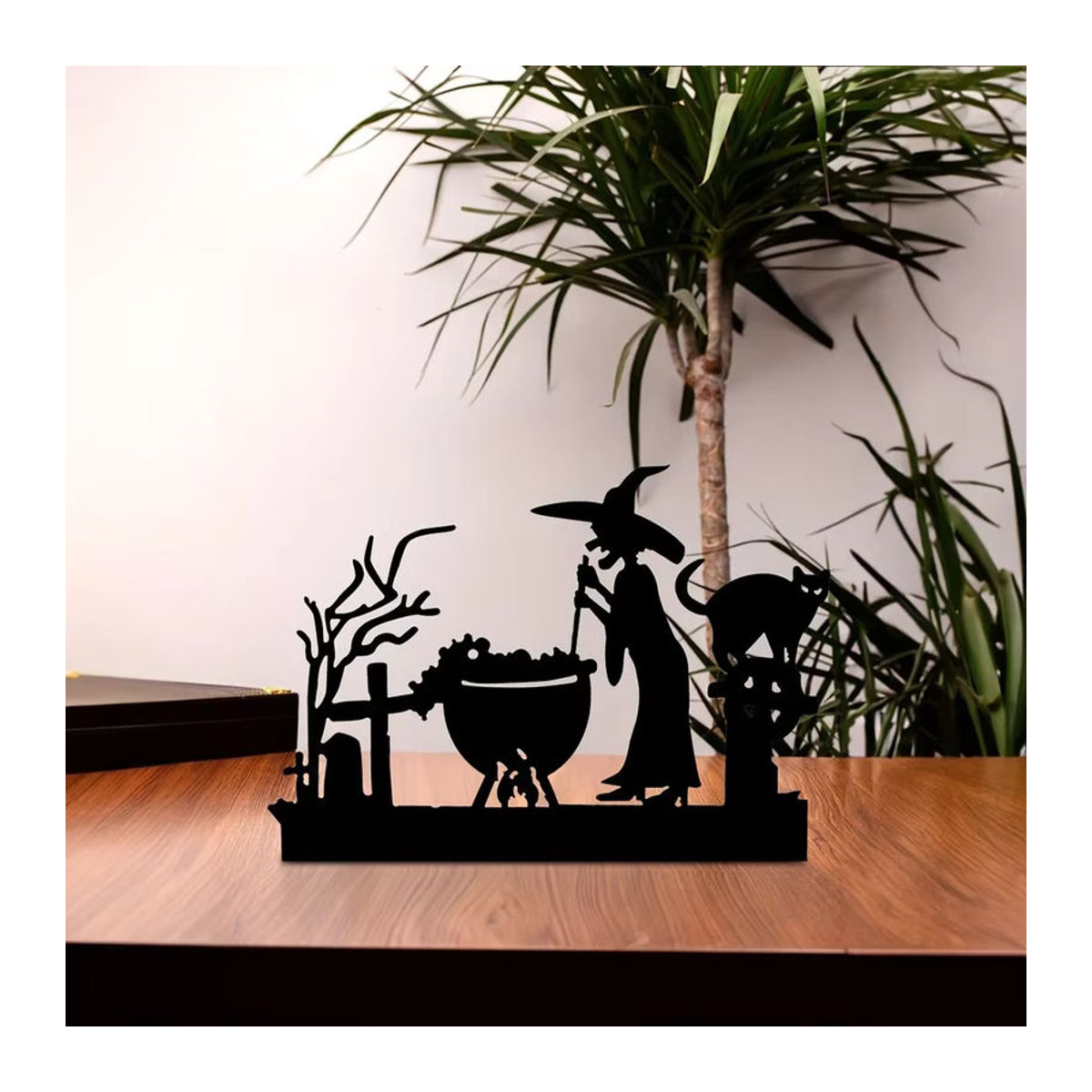 CIFBUY Halloween Hexen-Dekoration aus Metall in Schwarz als figurative Buchstütze oder Wanddeko - Bild 4