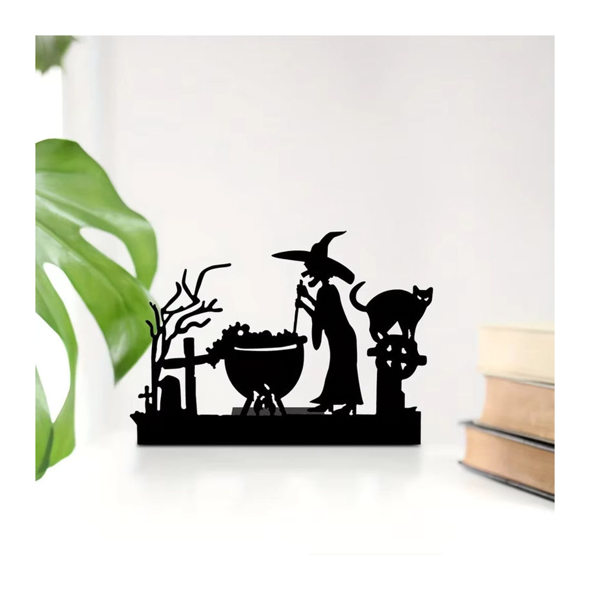 CIFBUY Halloween Hexen-Dekoration aus Metall in Schwarz als figurative Buchstütze oder Wanddeko - Bild 5