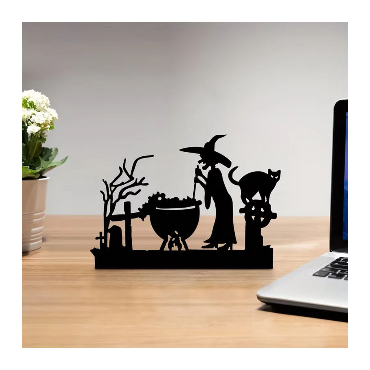 CIFBUY Halloween Hexen-Dekoration aus Metall in Schwarz als figurative Buchstütze oder Wanddeko - Bild 6