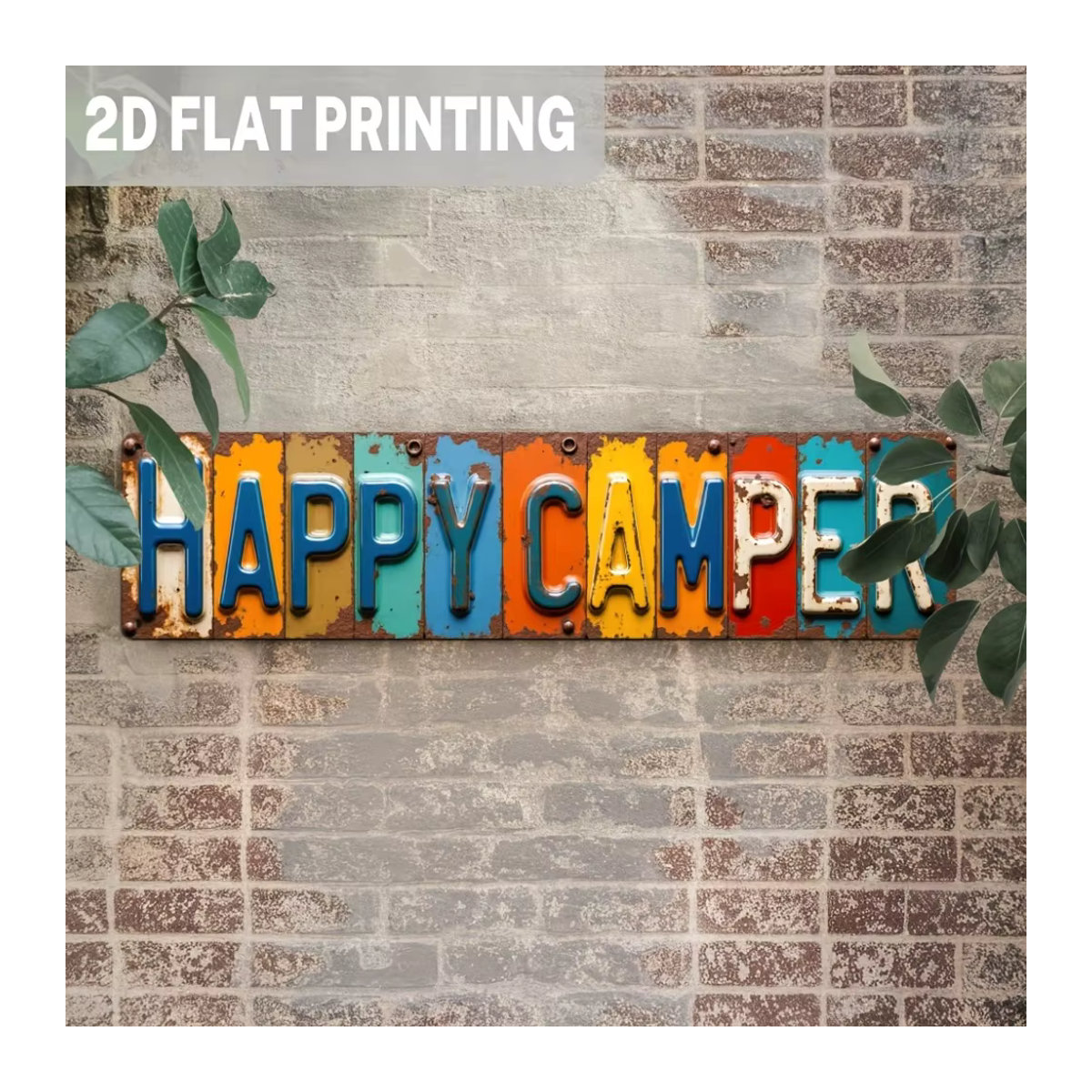 CIFBUY Happy Camper Metallschild Camping-Dekoration im Vintage-Stil für Innen und Außen, Breite: 3,9 Zoll, Höhe: 15,7 Zoll - Bild 3