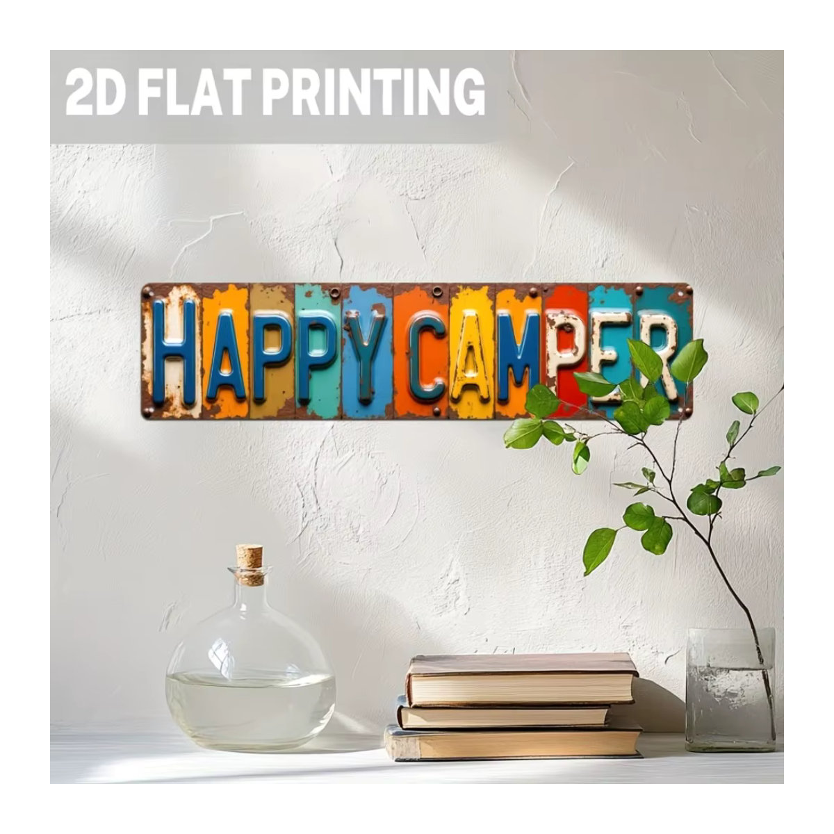 CIFBUY Happy Camper Metallschild Camping-Dekoration im Vintage-Stil für Innen und Außen, Breite: 3,9 Zoll, Höhe: 15,7 Zoll - Bild 4