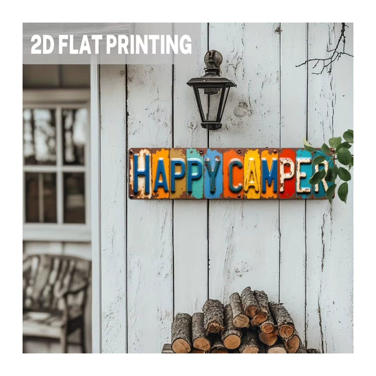 CIFBUY Happy Camper Metallschild Camping-Dekoration im Vintage-Stil für Innen und Außen, Breite: 3,9 Zoll, Höhe: 15,7 Zoll - Bild 5