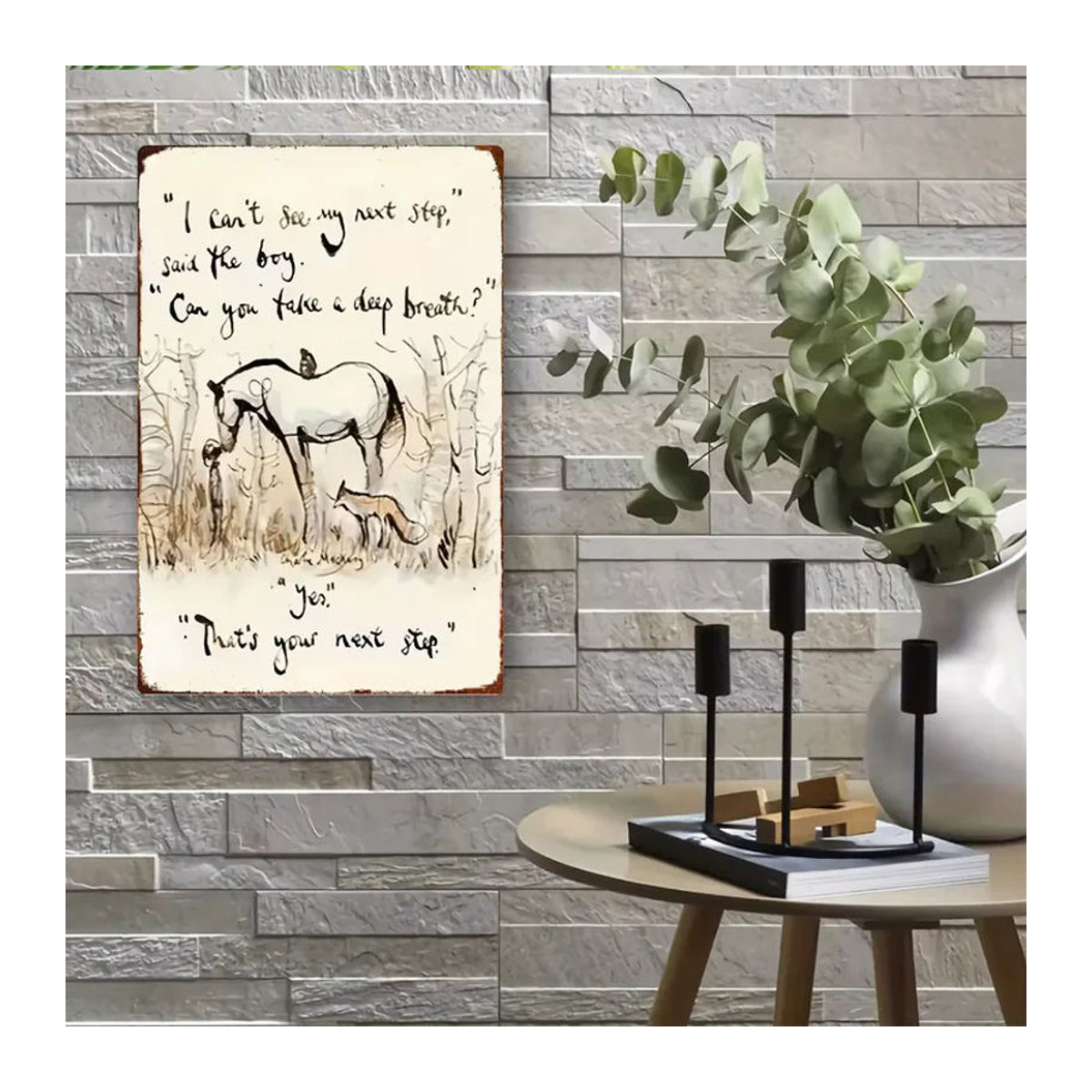 CIFBUY Iron Horse Fox Metall-Wandkunst mit Tier- und Typografie-Motiv in Weiß, B: 30 cm, H: 20 cm - Bild 1