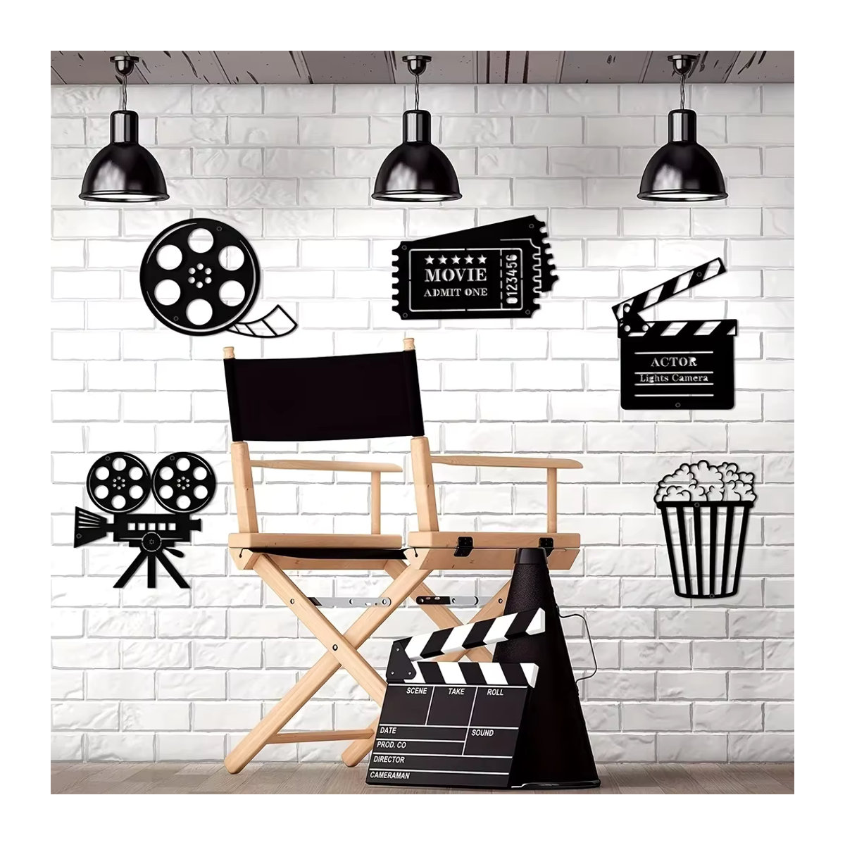 CIFBUY Kino Wandkunst aus Metall in Schwarz im Vintage-Design zur Wandmontage - Bild 4