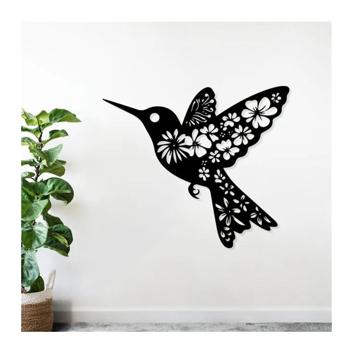 CIFBUY Kolibri Metall-Wandkunst Schwarz, Rostbeständiges Eisen-Wandbild für Außenbereich und Heimdekoration, B/H/T: 30 x 30 x 30 cm - Bild 1